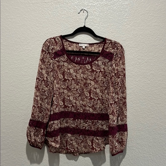 Blu Pepper Vintage Red Floral Lace Sheer Boho Top Size Small Boho Granola Girl - Picture 1 of 10